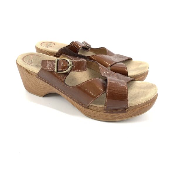 Dansko Sela Patent Leather Slide Sandals 40 US 9.5 Women Bronze Copper Brown - Picture 1 of 9